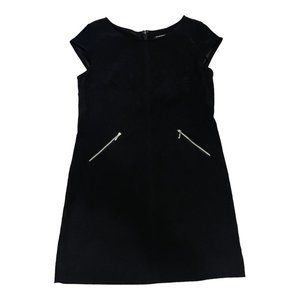 Sharagano Faux Suede Cap Sleeve Sheath Dress with Zipper Details- Size 16